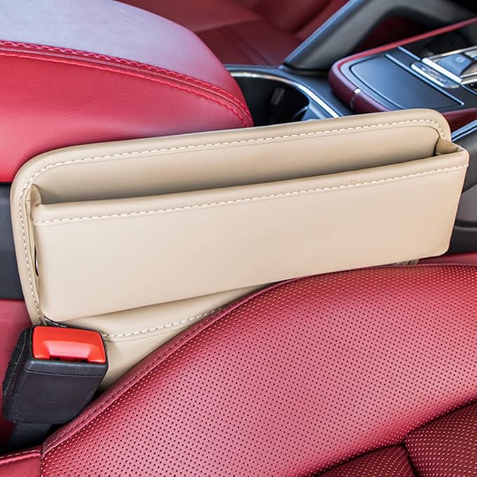Riloer Car Organizers for Gap Leather Waterproof Car Seat Gap Fillers for Cars, Suvs, Trucks, Front Seat Gap Fillers for Phones, Keys, Cards, Glasses, Red