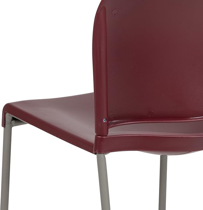 Flash Furniture HERCULES Series 880 lb. Capacity Burgundy Full Back Contoured Stack Chair with Gray Powder Coated Sled Base