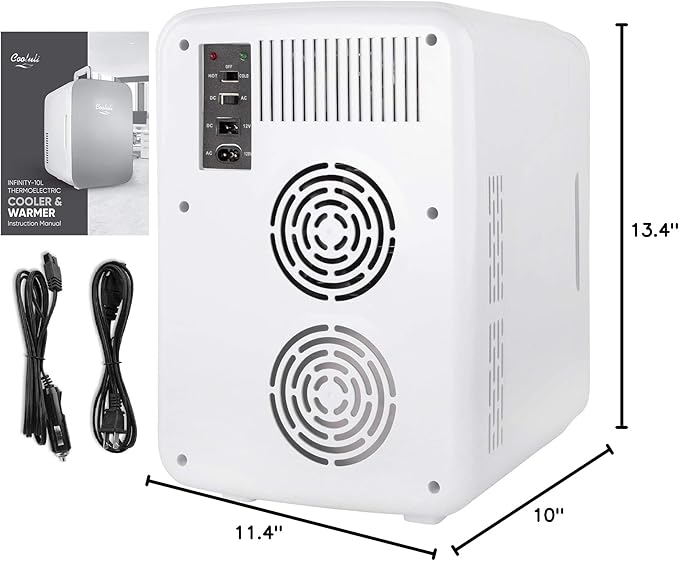 Cooluli 10L Mini Fridge for Bedroom, Car, Office Desk & Dorm - Portable Thermoelectric Cooler & Warmer for Food, Drinks, Skincare - Compact Refrigerator with Glass Front, Pink