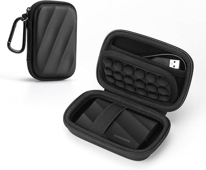 SSD Hard Case Compatible with Samsung T9/T7 Shield/T7 Portable SSD Drive USB 4TB,2TB,1TB, Portable Travel Carrying Storage Protective Cover Bag (Black)