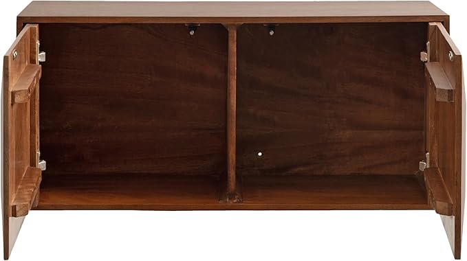 Kate and Laurel Ranier Modern Wooden Two-Door Wall Cabinet, 30 x 10 x 14, Walnut Brown, Decorative Storage Cabinet with Dimensional Face for Use as Floating Nightstand or Floating TV Shelf
