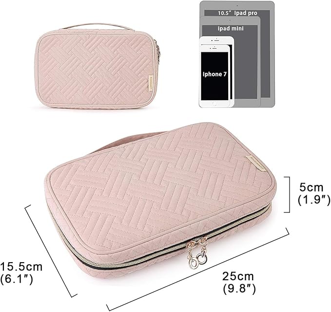 BAGSMART Jewelry Organizer Case Large Travel Jewelry Storage Bag for Necklace, Earrings, Rings, Bracelet, Soft Pink