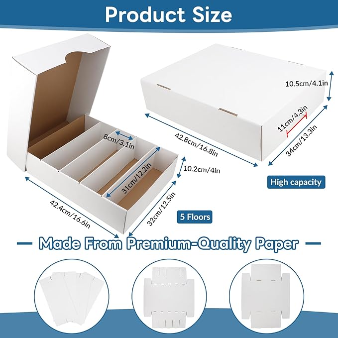 6 Pack Card Storage Box, 3700 Count Trading Card Storage Box White Sports Storage Card Box Organizer Sorting Tray Cards Sleeve Cases Box for Storing Protecting and Organizing Soccer Cards