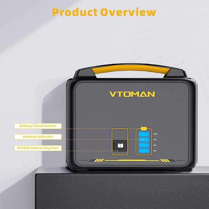 VTOMAN Jump600X 600W Portable Power Station with 640Wh Extra Battery, 939Wh Solar Generator LiFePO4 Battery, Peak 1200W AC Outlet, PD 60W USB-C, 3x12V/10A DC for Outdoor Camping, Off-grid, Home Backup