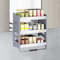 Heavy-Duty 3-Tier Pull Down Kitchen Shelf, Metal Dish & Spice Rack System for Upper Cabinets, Space-Saving Storage Solution, Easy Access Lifting Basket