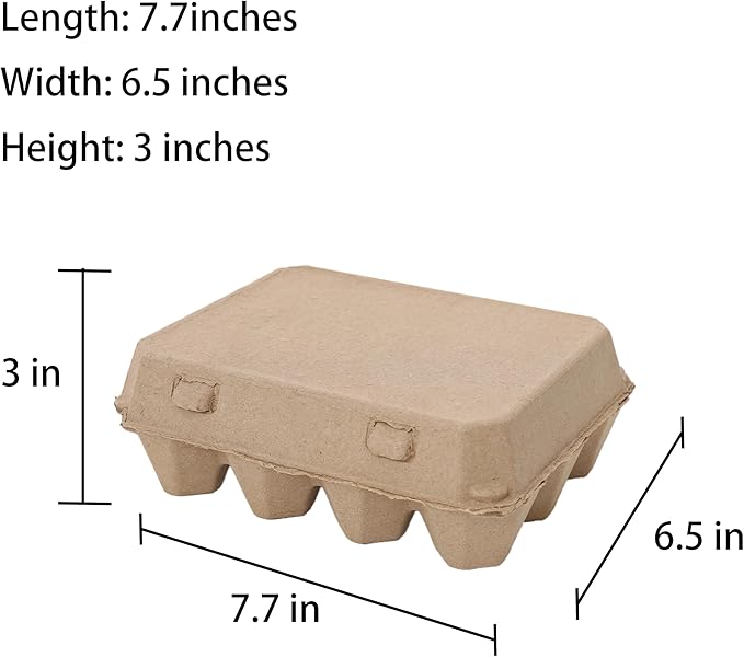 25 Pack Egg Cartons Bulk, 3x4 Style Reusable Empty Natural Paper Pulp Egg Cartons, Sturdy Design Egg Holder Containers for Fresh Chicken Eggs
