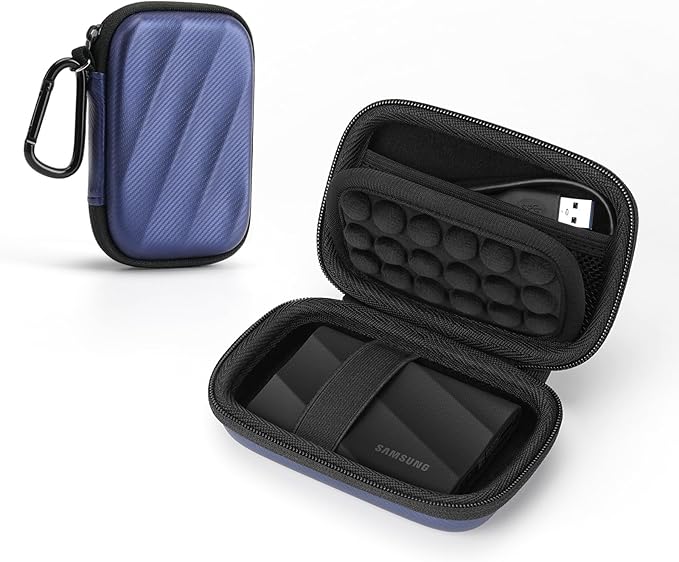 SSD Hard Case Compatible with Samsung T9/T7 Shield/T7 Portable SSD Drive USB 4TB,2TB,1TB, Portable Travel Carrying Storage Protective Cover Bag (Blue)