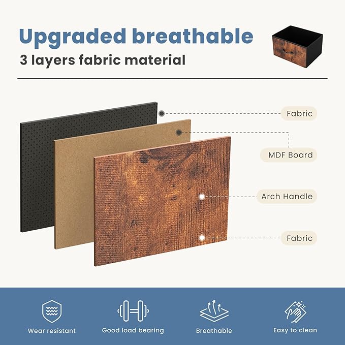 DUMOS Nightstand Small Dresser with 2 Fabric Drawers Side Tables Bedroom End Table Kids Bedside Storage Furniture for 20 inch Tall Night Stand for Closet, Entryway, College Dorm, Rustic Brown(2 Pack)