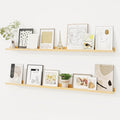 Picture Ledge Shelf, Floating Shelves Set of 2, 48 Inches Solid Wood Nursery Book Shelves for Toys Storage, Kids Bookshelf Wall Mounted for Living Room Bedroom Decor Books Photo Frames, Natural