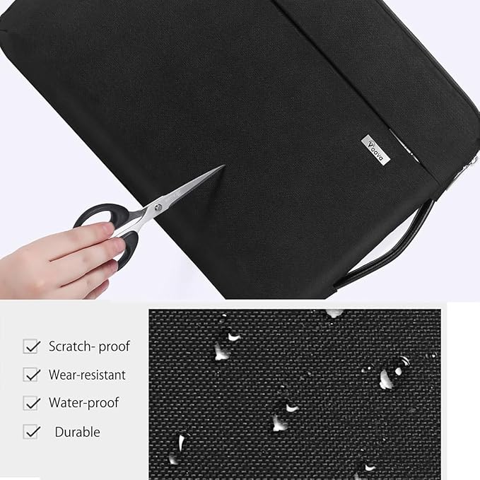 Voova Laptop Sleeve Case 13 13.6 Inch with Handle, 360°Protective Waterproof Slim Computer Bag Cover Compatible with MacBook Air 13 M1/M2/M3/M4 2020-2024, MacBook Pro 13, IPad Air/Pro 13, Black