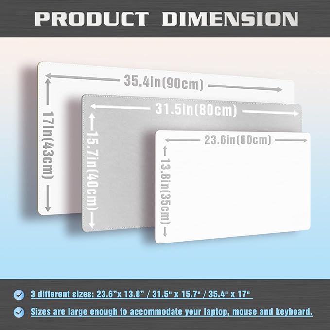 K KNODEL Desk Mat, Blotter, Dual-Sided Office Desk Pad, Waterproof Desk Mat for Desktop, Desk Blotters, PVC Leather Pad Protector (White, 31.5" x 15.7")