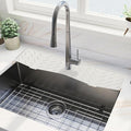 Meiliweser Faucet Mat for Kitchen Sink – 24” x 5.1” Extra-Long Silicone Splash Guard with 10° Slope & Upgraded Drainage – Gen 3 Sink Water Catcher & Sponge Holder for Kitchen, Bathroom (White)