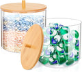 JYPS 1+1 Large-Capacity Laundry Pods Container with Bamboo Lid, Clear Acrylic Powder Detergent Containers for Pods, Scent Boosters & Powder, Laundry Room Organization decor, Storage Jars Set