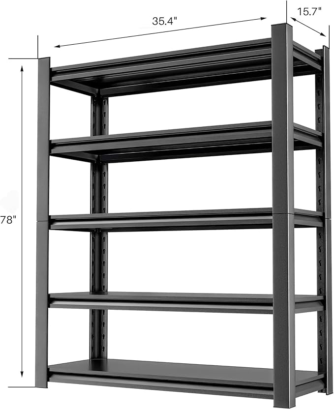 Storage Shelves Garage Shelving Heavy Duty - 72''H Shelves Adjustable 5 Tier Metal Shelving Unit Storage Rack Industrial Shelving Utility Shelf for Garage 16" D x36 W x78 H