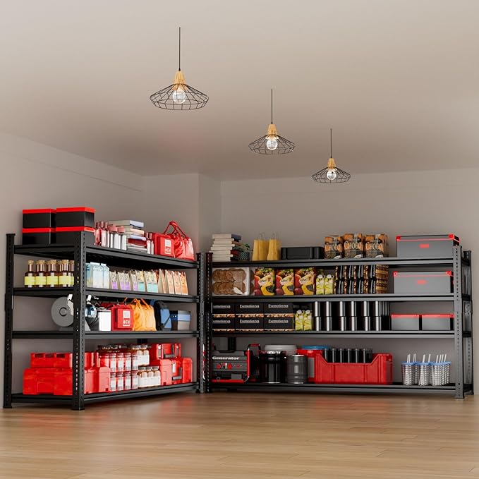 Storage Shelves 2PCS, Garage Shelving Heavy Duty 2640LBS Capacity, 60"L x 24"W x 60"H Adjustable Metal Shelving Organizer Wire Rack, 4 Tier Utility Shelf Unit for Pantry Closet Warehouse Organization