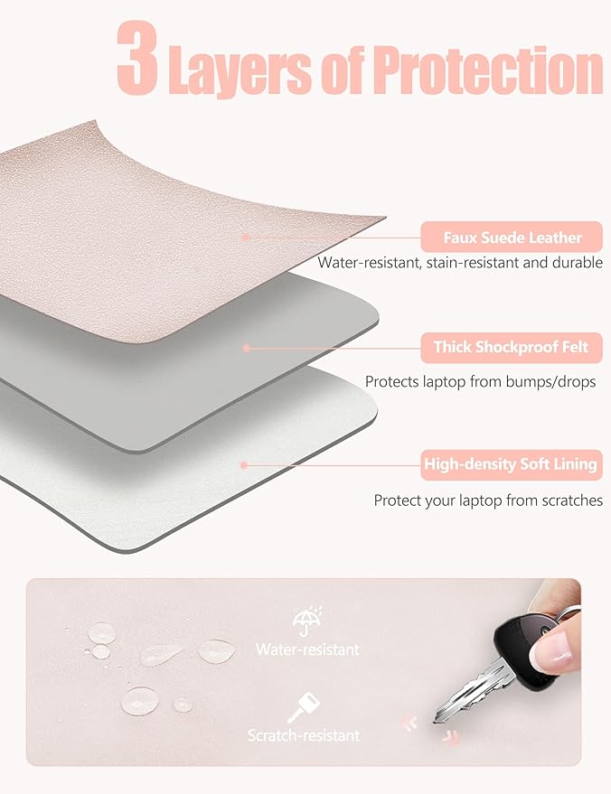 HYZUO 15-16 Inch Laptop Sleeve Case with Stand for MacBook Pro 16 M4/M3/M2/M1 2025-2019, MacBook Pro 15 2015-2012, XPS 15, Samsung Galaxy Book Flex/Pro 15, Apricot