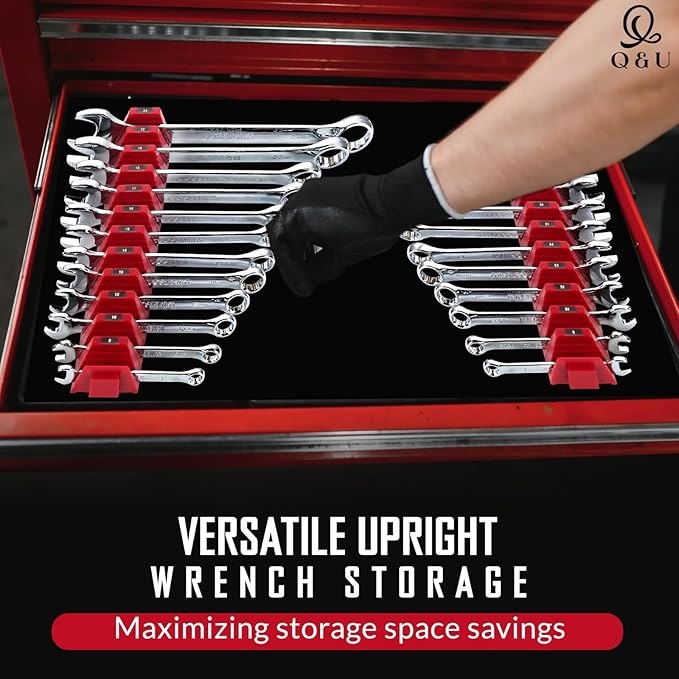Q&U Wrench Organizer Modular System – 24 PCS Magnetic Wrench Organizer for Tool Box Drawer, Modular Wrench Organizer and Wrench Storage Rack, Heavy Duty Wrench Holder