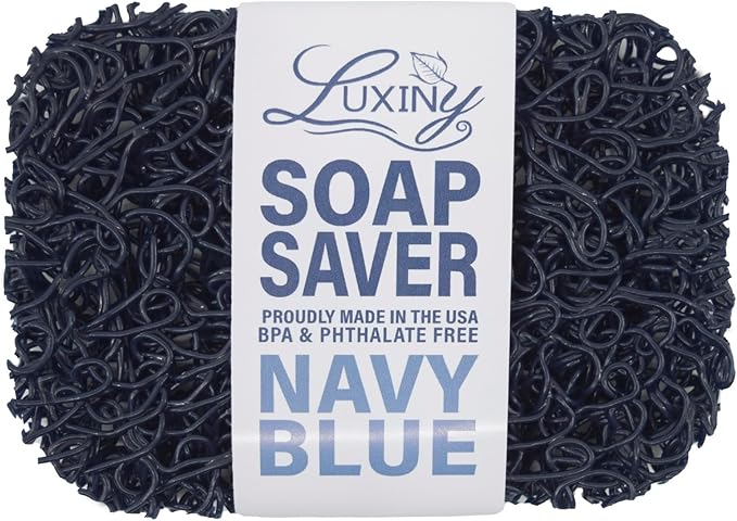 Soap Saver for bar soap, American Made by Luxiny, Lifts Soap in Soap Dishes & Shower Soap Holders -Handmade Soap Lasts Longer -Made from Plant Materials (Navy Blue)