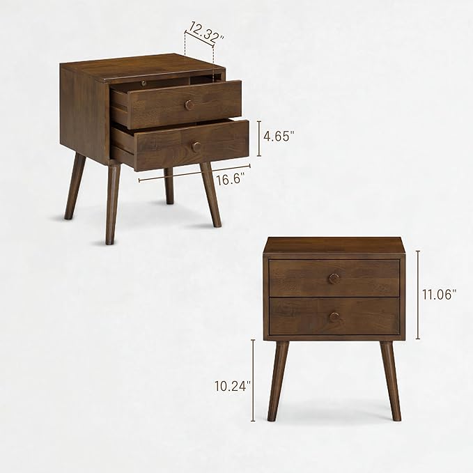 NTC Lux Nightstand with 2 Drawers, Featuring Adaptable Design, 150 lbs Load Capacity, Water-Resistant, Elevate Your Space, Easy Assembly - Dark Walnut
