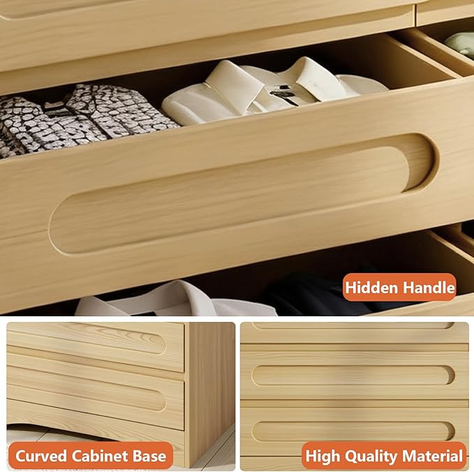 3 Drawer Dressers for Bedroom, 32" Wide Wood Storage Dresser & Chest of Drawers Organizer, Large Modern Dressers with 3 Drawer Storage Organizer for Bedroom Living Room Hallway Closet, Oak