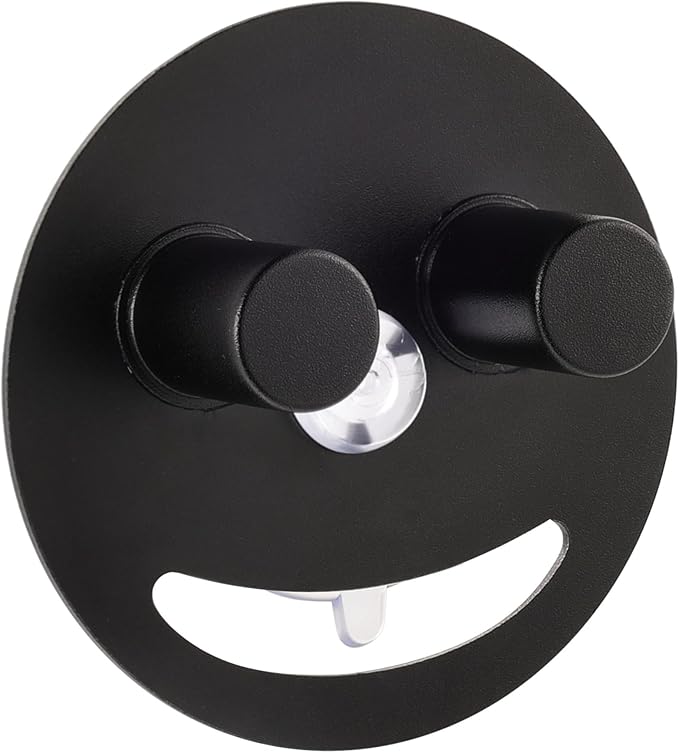 Smiley face sponge holder, kitchen Sink Caddy Organizer with Suction cup,Made of rust-proof aluminum that never rusts for Mommy & Daddy Sponges Black (1-Pack）
