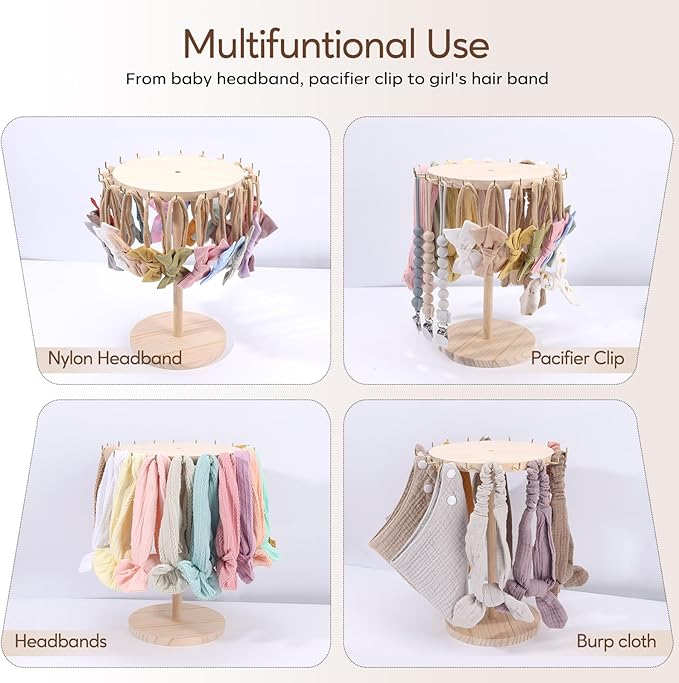 POVETIRE Baby Headband Holder Bow Organizer for Girs,Hair Ties Display Nylon Hairband Storage Head Wrap Stand Hair Accessories Organizer for Newborn Infant Toddler Kids