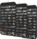 3PCS Hanging Jewelry Organizer with 80 Pocket Double-Sided Jewelry Holder Storage Wall Door Closet Accessories Organizer for Earrings, Necklaces, Rings (Black)