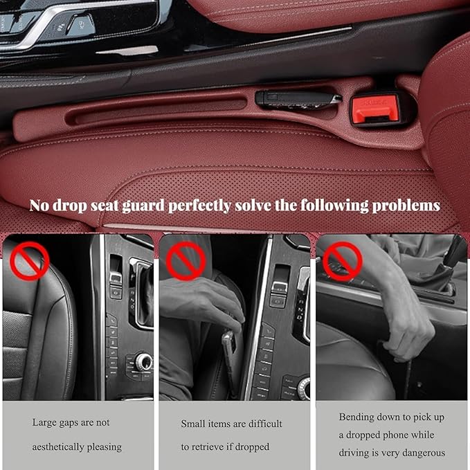 No Drop seat Guard,2025 New Car Seat Side Gap Filler Organizer, Drop Seat Guards for Cars Cards & Tools from Falling, Easy to Install Gap Storage Solution (Brown)