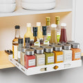 XLP Pull-Out Spice Rack Organizer – Heavy Duty Slide-Out Cabinet Storage | Fits Spices, Sauces, Cans, Dishes | Kitchen & Pantry Organizer, White (12.5''Wx10.5''Dx1.8''H)