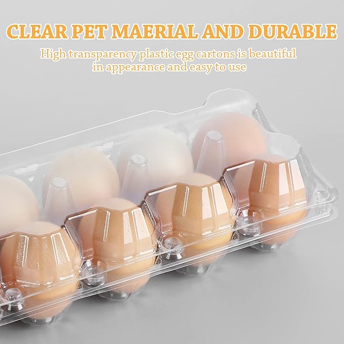 100 Pcs Plastic Egg Carton, 12 Grids Clear Chicken Egg Tray Disposable Plastic Holder Empty Container for Farm Refrigerator Fresh Storage