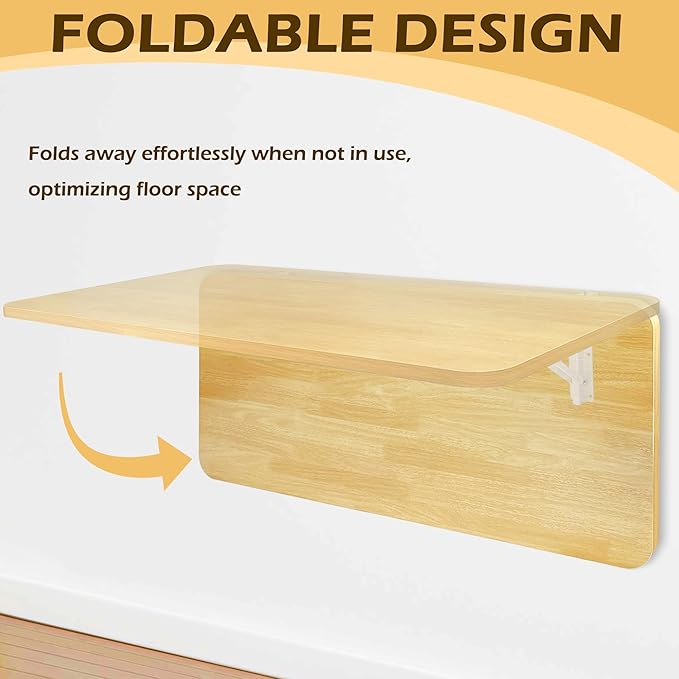 Laundry Folding Table, 40'' x 20'' Wooden Wall Mount Desk, Laundry Table for Folding Clothes, 40'' Length (Oak Color)