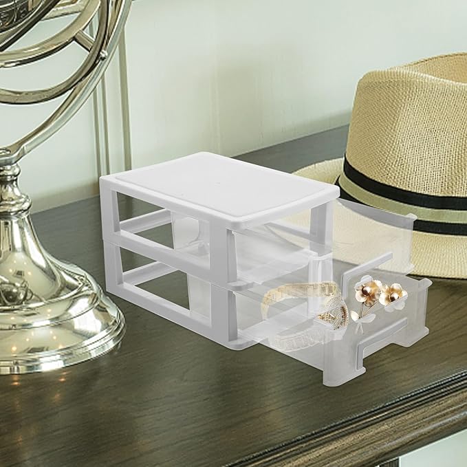 BESPORTBLE Transparent Desktop Drawer Organizer Box Drawer Storage Cabinet with Sturdy PP Material Heat Resistant Lightweight Stationery and Sundries Storage for Office and Home Use