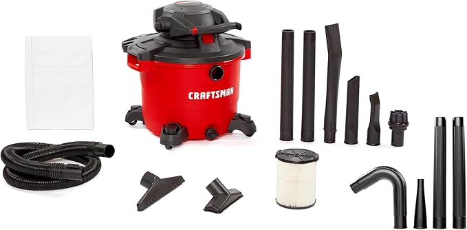 Craftsman CMXEVBE17607 16 Gallon 6.5 Peak HP Wet/Dry Vac with Detachable Leaf Blower, Heavy-Duty Shop Vacuum with Attachments and Gutter Cleaning Kit