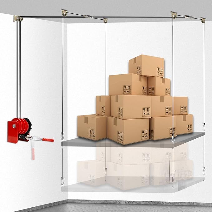 Overhead Garage Storage Lift Hoist, Heavy-duty Ceiling Mounted Garage Storage Lift System for Organization