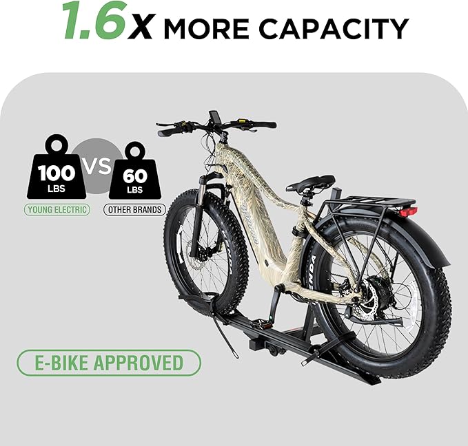 100LBS. Capacity Aluminum 1-Ebike Rack for Bicycles and Electric Bikes, fits Car SUV Van RV and Trailer with 2" Receiver