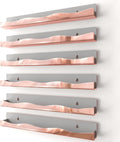 Wall-Mounted Nail Polish Organizer Rack - 15-Inch Rose Gold Mirror Finish Nail Polish Shelf, Makeup & Beauty Essentials Storage - Multi-Purpose Display Holder for Small Space, Vanity Bathroom, 6 Pack