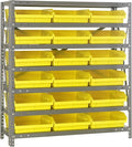 Quantum Storage Systems 1839-110YL Steel Shelving Unit with 4" Shelf Bins, 18" D x 36" W x 39" H, Yellow
