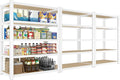 PrimeZone 28" W x 12" D x 59" H Closet Storage Shelves - 5 Tier White Metal Connector Shelving, Adjustable Heavy Duty Garage Shelves, Utility Rack Organizer Shelf for Kitchen Pantry Closet, 3 PCS