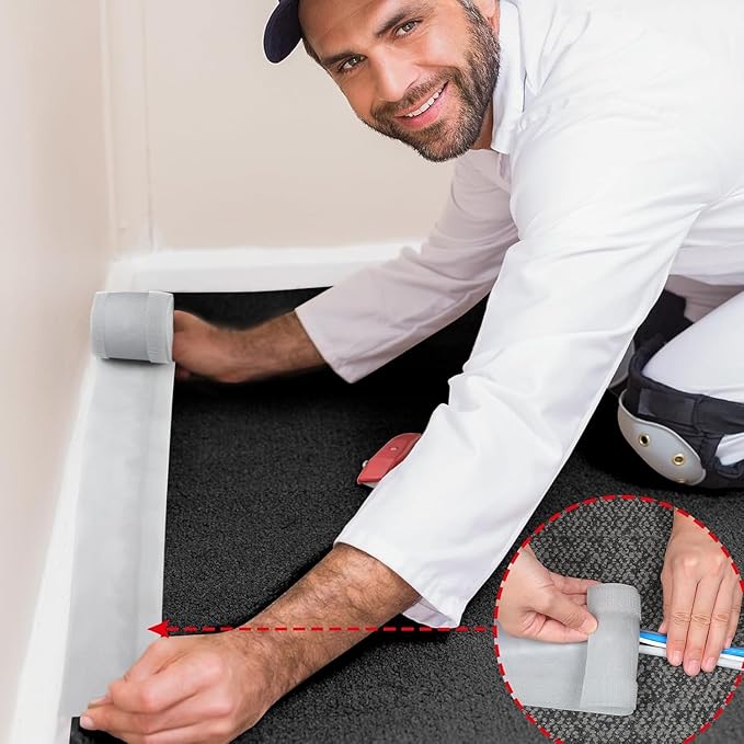 WILLBOND Carpet Cord Cover Cable Protector Floor Cover Cable Protector Management Only for Commercial Office Carpet(9.84 ft,Grey)