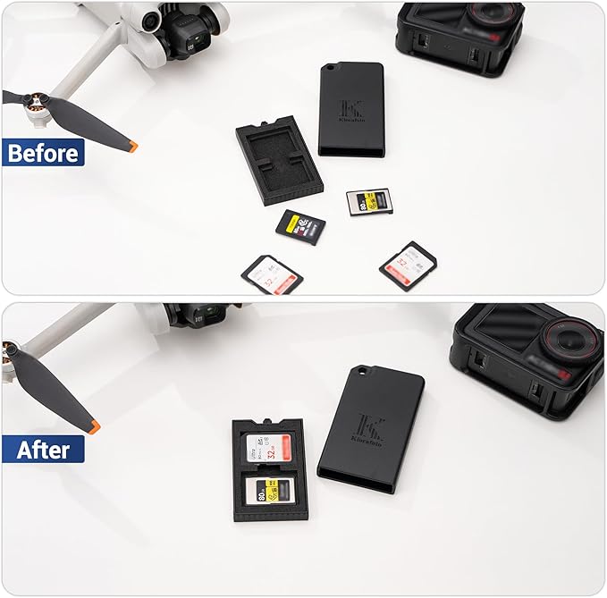 Pop-up Small Memory Card Case Holder for 2 SD SDHC SDXC Cards & 2 CFexpress Type A Cards with Carabiner, Portable Anti-Shock Splash-Proof SD CFA Card Case Storage Protector Organizer Keeper Container