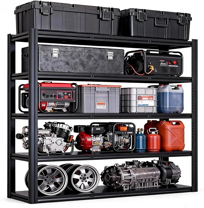 Heavy Duty Storage Shelves Unit, Adjustable Metal Garage Shelving,3500LBS Garage Storage Industrial Shelves,Storage Racks,Steel Shelf Suitable for Shop,Warehouse,Basement