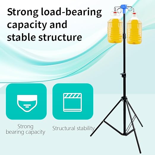 Lefeke IV Pole Portable for Traveling, Adjustable IV Stand with Hooks, Medical IV Drip Infusion Bag Holder, IV Fluids Floor Stand (Black)