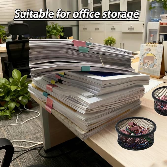 4 Pack Mesh Paper Clip Holder, Paperclip Holder for Desk, Paper Clip Dispenser Organizer