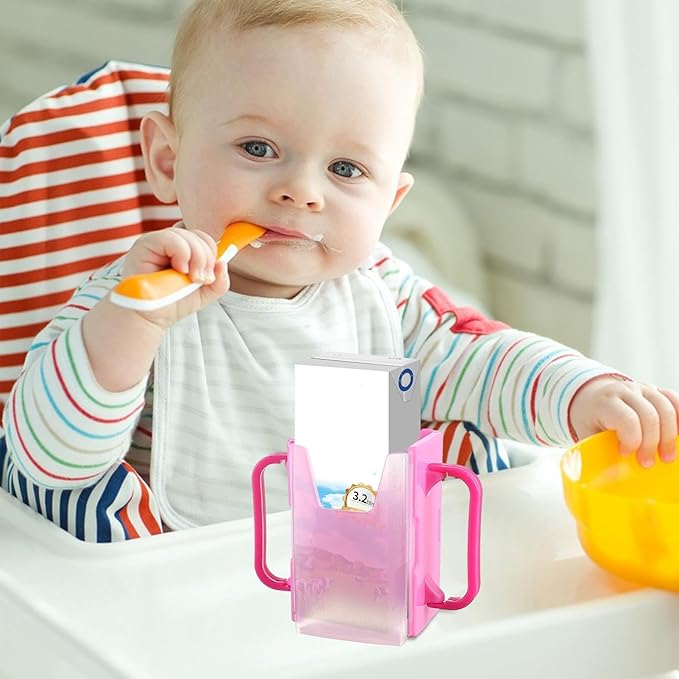 Juice Bag Holder - No Holder for Milk Box,Portable Juice Bag Length Adjustable, Spill Proof Milk Carton Holder for Home, Car, Traveling