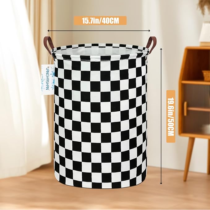 LANGYASHAN Laundry Basket Canvas Fabric Collapsible Organizer Basket for Storage Bin Toy Bins Gift Baskets Bedroom Clothes Children Nursery Hamper (Racing flag)