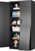 SISESOL Wide & Deep Metal Storage Cabinet with 2 Doors and 6 Shelves,72x36x18 Garage Storage Cabinet,Tall Black Locking Metal Cabinets with Lock,Steel Locked Cabinets for Home,Office,Garage,School