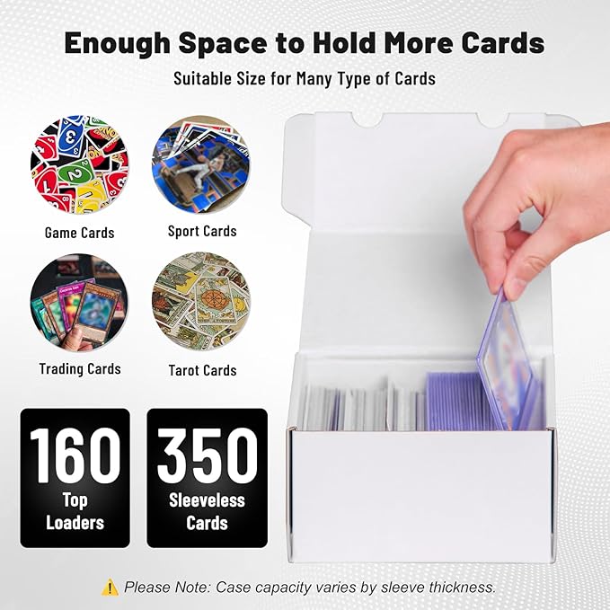 NUMINA Small Trading Card Storage Box 4 Pack, 160 Toploader Card Corrugated Organizer with Dividers & Labels for TCG/MTG Decks and Collector Card Collections