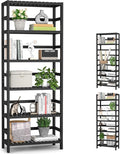 Homykic 6-Tier Bamboo Bookshelves and Bookcases, Adjustable 63.4”Tall Shallow Book Shelf Organizer Rack, Freestanding Storage Shelving Unit for Living Room, Kitchen, Bathroom, Office, Black