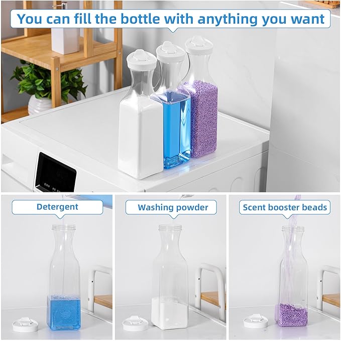 Laundry Detergent Dispenser,54oz Fabric Softener Dispenser,Plastic Liquid Laundry Detergent Container,Laundry Detergent Organizer for Laundry Room Organization with 4 Labels,2 Pack
