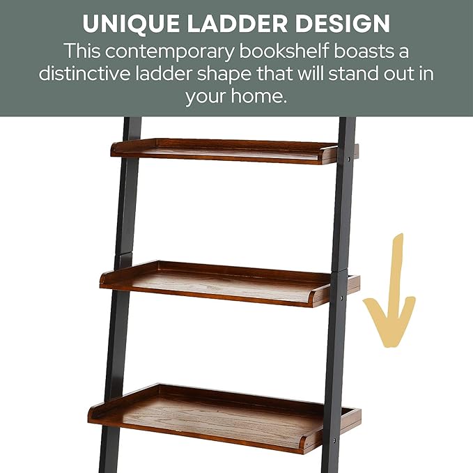 Convenience Concepts French Country Bookshelf Ladder, Dark Walnut / Black